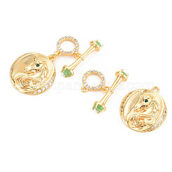 Rack Plating Brass Micro Pave Clear Cubic Zirconia Toggle Clasps&nbsp;KK-N233-183