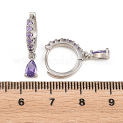 Brass Micro Pave Cubic Zirconia Hoop Dangle Earrings&nbsp;KK-Z166-13P-01