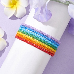 7 PCS Rainbow Style Glass Seed Beads Bracelets Sets for Women&nbsp;BJEW-JB10065-02