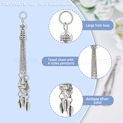 12Pcs 6 Style Tibetan Style Alloy Curb Chain Tassel Big Pendants&nbsp;FIND-DC0003-18