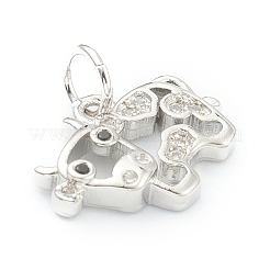 Brass Clear Cubic Zirconia Charms&nbsp;ZIRC-B010-22P