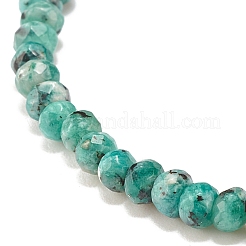 Natural Malaysia Jade(Dyed) Rondelle Beaded Stretch Bracelet with Brass&nbsp;BJEW-JB07967-01