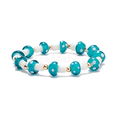 Lampwork Mushroom Beaded Stretch Bracelet for Women&nbsp;BJEW-JB08228