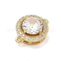 Brass Pave Clear Cubic Zirconia Connector Charms&nbsp;KK-C254-09G