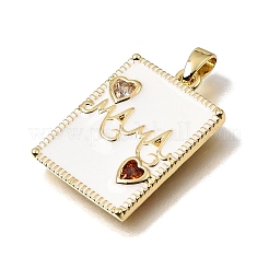 Mother's Day Brass Micro Pave Orange Red Cubic Zirconia Pendants&nbsp;KK-CBAA632-06G