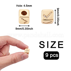 9Pcs 9 Style Brass Micro Pave Cubic Zirconia European Beads&nbsp;ZIRC-PJ0001-05