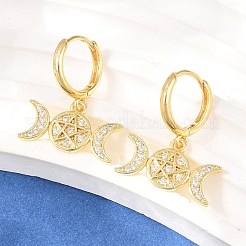 Brass Micro Pave Cubic Zirconia Hoop Dangle Earrings&nbsp;EJEW-G471-52G