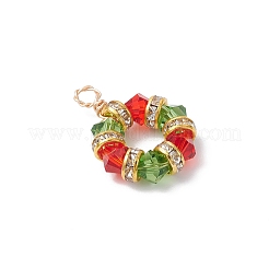 2Pcs 2 Colors Imitation Austrian Crystal K9 Glass & Brass Crystal Rhinestone Beaded Hexagon Pendants&nbsp;PALLOY-JF04343