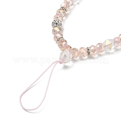 Rondelle Glass & Polymer Clay Rhinestone Beads Phone Hand Strap Chains&nbsp;HJEW-YW0001-05E