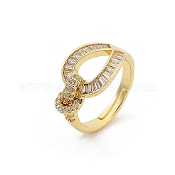 Rack Plating Brass Micro Pave Clear Cubic Zirconia Adjustable Rings for Women&nbsp;RJEW-M028-119G