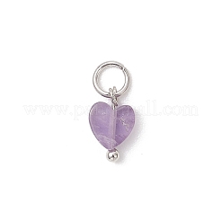 Natural Mixed Gemstone Heart Charms&nbsp;PALLOY-JF04905-02