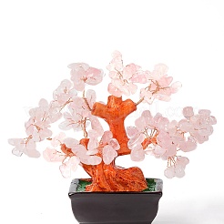 Natural Rose QuartzChips Money Tree Bonsai Display Decorations&nbsp;DJEW-B007-08F