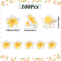 100Pcs Handmade Polymer Clay 3D Flower Plumeria Beads&nbsp;CLAY-SC0002-48C