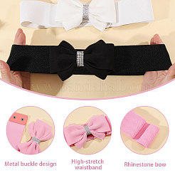 4Pcs 4 Colors Adjustable Bowknot PU Leather Elastic Waistbands for Women&nbsp;AJEW-CO0001-07