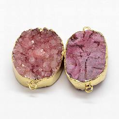 Electroplated Natural & Dyed Druzy Agate Links connectors&nbsp;G-N0168-018D