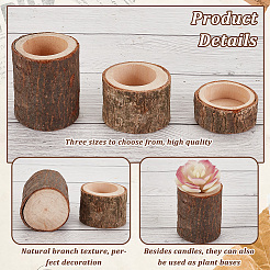 6Pcs 3 Styles Wood Candle Holders&nbsp;AJEW-GA0007-56
