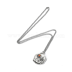 Skull Rhinestone Pendant Necklaces with Rolo Chains&nbsp;NJEW-F309-02