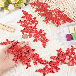 2Pairs Leaves Polyester Embroidery Ornaments Accessories&nbsp;DIY-GF0014-46E