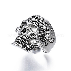 Gothic Punk Skull Alloy Open Cuff Ring for Men Women&nbsp;RJEW-T009-62AS