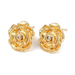 Brass Micro Pave Clear Cubic Zirconia Stud Earrings&nbsp;EJEW-F377-01G