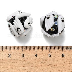 Halloween Theme Polymer Clay Rhinestone Beads with Resin&nbsp;RESI-Z045-02A-01