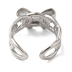 Bowknot Brass Open Cuff Rings for Women&nbsp;RJEW-B062-02P
