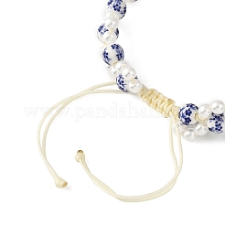 Handmade Flower Printed Porcelain Beads Braided Bead Bracelets for Women&nbsp;BJEW-JB12787
