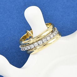 Brass Micro Pave Cubic Zirconia Finger Rings&nbsp;RJEW-D325-01PG-08