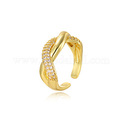 Twist Brass Micro Pave Clear Cubic Zirconia Cuff Rings&nbsp;FS-WG5AEE9-03