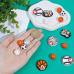 32Pcs 8 Styles All Kinds of Sports Balls Silicone Beads&nbsp;SIL-PA0001-30