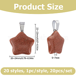 20Pcs 20 Styles Natural & Synthetic Mixed Gemstone Pendants&nbsp;G-HS0001-19