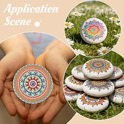 Flat Round White Cement Painting Rock&nbsp;DIY-WH0783-012