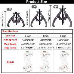 3 Bags 3 Styles Iron-carbon Alloy 3-jaw Bearing Puller for Automobile Machinery Maintenance&nbsp;AJEW-NB0009-31
