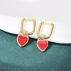 Brass Heart Hoop Earrings&nbsp;EJEW-C174-04G
