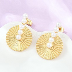 Brass with ABS Imitation Pearl Stud Earrings&nbsp;KK-CBAD104-02G