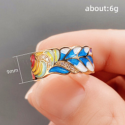 Brass Micro Pave Clear Cubic Zirconia Enamel Finger Rings&nbsp;WG8C821-01