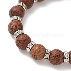 3Pcs 3 Colors Natural Wood Round Beadeed Stretch Bracelets Sets for Men Women&nbsp;BJEW-JB12355