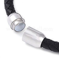 304 Stainless Steel Round Beads Leather Cord Bracelets&nbsp;BJEW-A009-02P