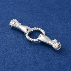 Brass Micro Pave Clear Cubic Zirconia Fold Over Clasps&nbsp;KK-C076-01S