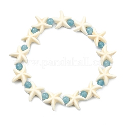 Natural White Jade & Synthetical Turquoise Beaded Bracelets for Women&nbsp;BJEW-JB13916