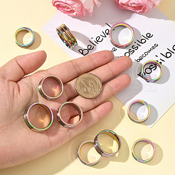 16Pcs 8 Styles 201 Stainless Steel Double Groove Band Ring for Women&nbsp;RJEW-SC0001-25