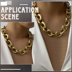 1Pc Zinc Alloy Twisted Double Ring Cable Chain Necklaces for Women&nbsp;NJEW-SP0001-12KCG