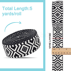 5 Yards Ethnic Style Polycotton Jacquard Rhombus Ribbon&nbsp;OCOR-WH0078-167D