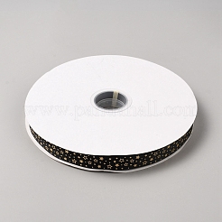 100 Yards Star Gold Stamping Polyester Grosgrain Ribbons&nbsp;DIY-WH0580-14