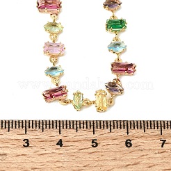Brass Pave Colorful Cubic Zirconia Geometric Link Chain Necklaces&nbsp;NJEW-C111-03D