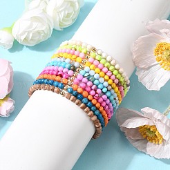 11Pcs Natural Persian Jade Round Beaded Stretch Bracelets&nbsp;BJEW-JB12004