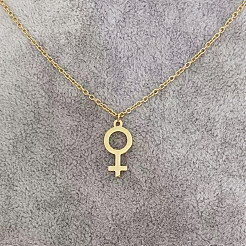 Gender Symbol 201 Stainless Steel with Alloy Pendant Necklaces for Women&nbsp;FS-WG4C551-01