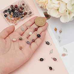 80Pcs 10 Styles Natural Mixed Gemstone Connector Charms&nbsp;PALLOY-HY00002