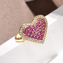 Brass Micro Pave Cubic Zirconia Cuff Open Rings&nbsp;RJEW-F204-07B-G