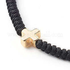 Cross Brass Beads Adjustable Nylon Thread Cord Bracelets&nbsp;BJEW-JB06396-02